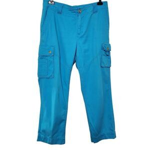 Lauren by Ralph Lauren crop cargo pants aqua blue cotton rayon Size 8